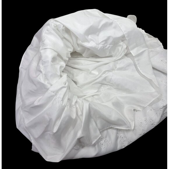 Baby Girl Christening Baptism Dress Bonnet Set Sz 6-9M White Satiny Embroidered - Picture 10 of 12